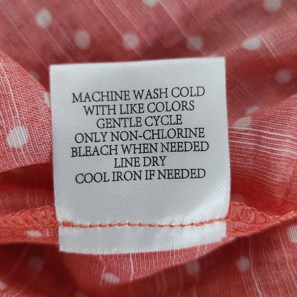 Como Blu Coral Pink Polka Dot Blouse with Cutout Detail Size Large Coral Top - Picture 8 of 9